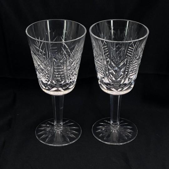 Pair of two sparkling white wine glasses in the “Clare” pattern by Waterford Crystal. The pattern was introduced in the...