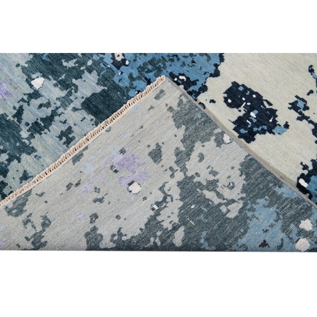 Textile Purple Modern Abstract Wool and Silk Rug For Sale - Image 7 of 11