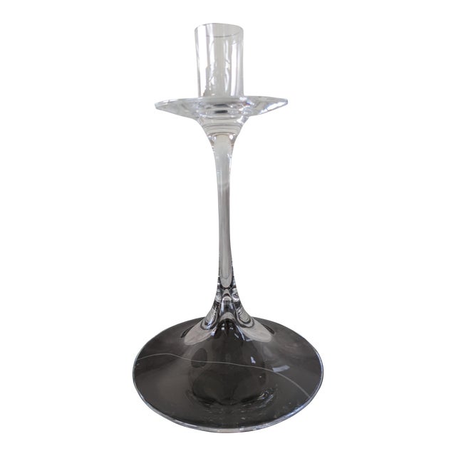 1980s Single Orrefors Gabriel Candlestick Candle Holder Nils Landberg Sweden For Sale