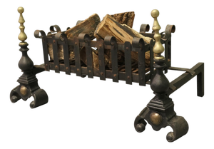 Antique Inglenook Fire Grate on Andirons, 1900