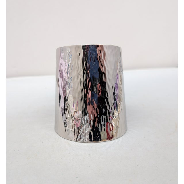 Napier Vintage 1976 Signed Napier Rhodium Plated Wide Wavy Cuff Bracelet For Sale - Image 4 of 13