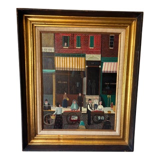 1980s Original Steve Klein Folk Art Oil Painting For Sale