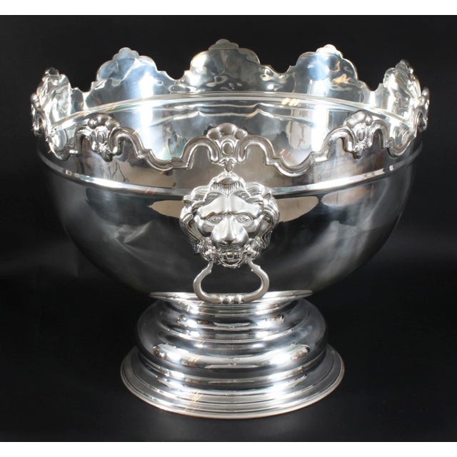 Large Vintage Silver-Plated Punch Bowl from Monteith, 1980s For Sale - Image 18 of 18