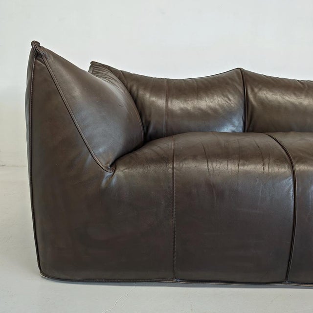 Brown Le Bambole 3-Seater Sofa in Dark Brown Leather by Mario Bellini for B&B Italia, 1970s For Sale - Image 8 of 18