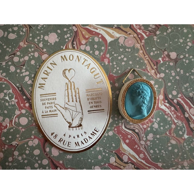 Metal 2025 Miniature French Grand Tour Plaster Intaglio Replica in Blue, Framed For Sale - Image 7 of 7