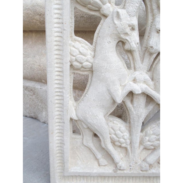 Carved and Pierced Italian Limestone Plaque of Rampant Ibex For Sale - Image 4 of 12