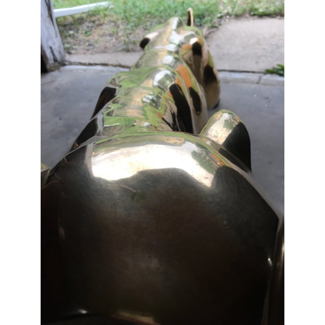 Brass Large Scale Japanese Panther Sculpture in Brass For Sale - Image 8 of 12