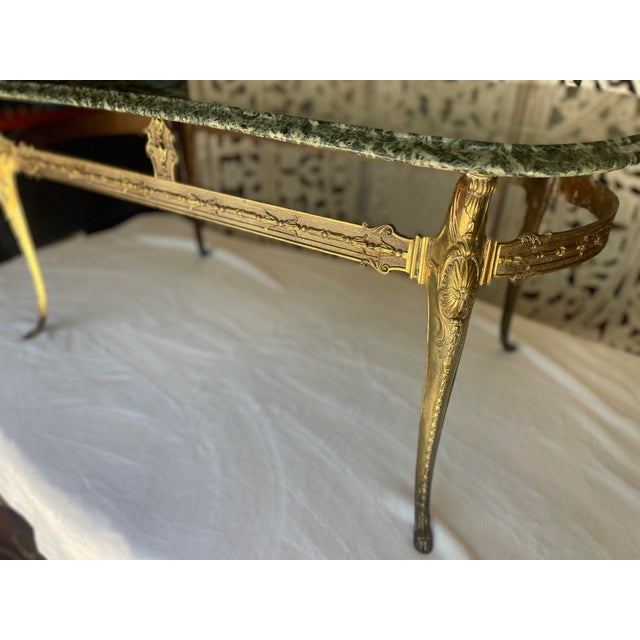 1950s 1950s Vintage Green Marble Top Italian Style Coffee Table For Sale - Image 5 of 12