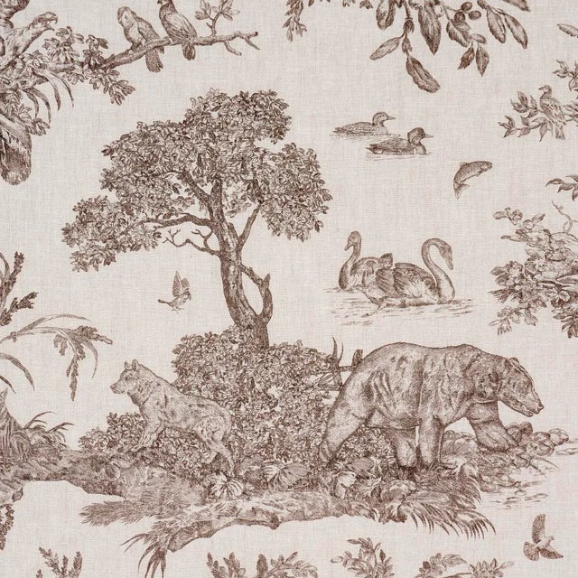 Contemporary SAMPLE - Schumacher Western Toile Fabric In Sepia For Sale - Image 3 of 6