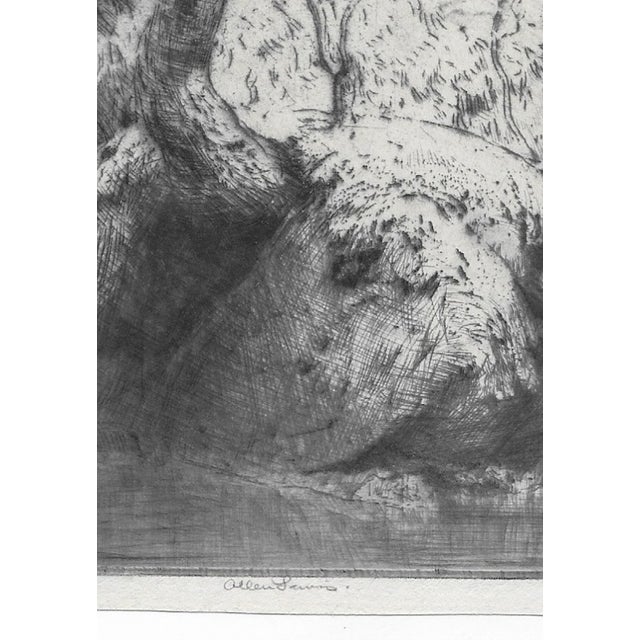Arthur Allen Lewis (born Alabama 1873 - 1957) Riparian landscape etching on paper, pencil signed. Allen Lewis was member...
