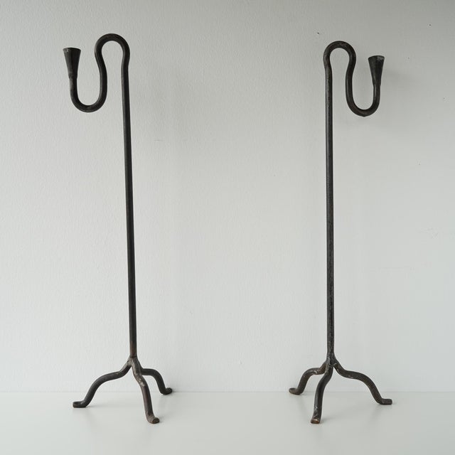 Sculptural Mid 20th Century Wrought Iron Forged Candle Holders For Sale In New York - Image 6 of 16