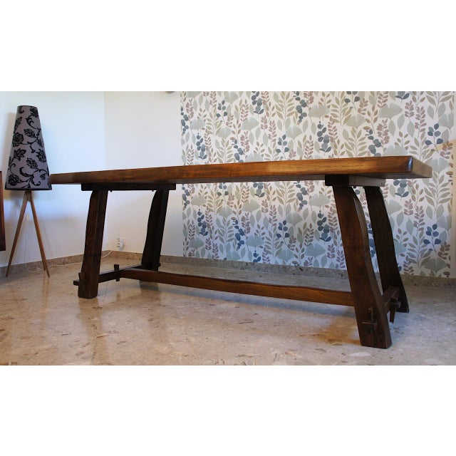 1960s Vintage Brutalist Dining Table in Elm, 1960 For Sale - Image 5 of 8