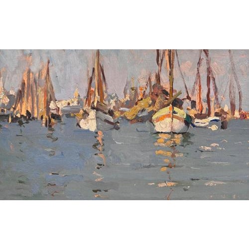 1930s Giovanni Guarlotti, Venice, 1934, Oil on Cardboard For Sale - Image 5 of 9