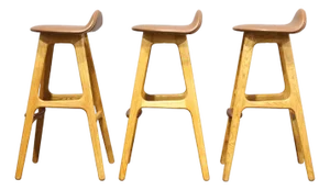 Erik Buch Bar Stools Model Od-61 Produced by O. D. Mobler in Denmark