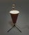 Red Italian Tripod Conical Red Lacquered Metal and Brass Table Lamp, 1950s For Sale - Image 8 of 9