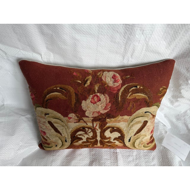 Mid 19th Century 1850s French Aubusson Floral Tapestry Pillow For Sale - Image 5 of 7
