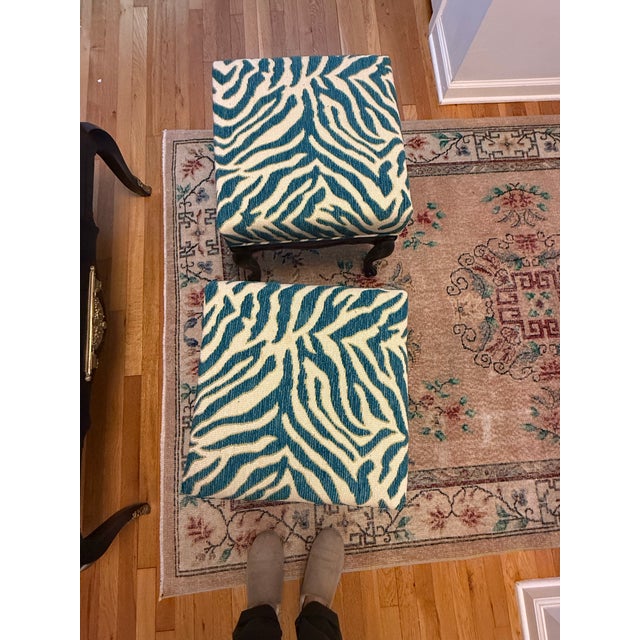 Pair of 1970s Zebra Upholstered Stools For Sale In New York - Image 6 of 8