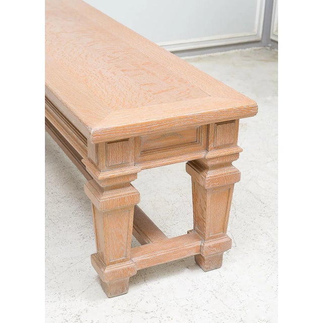 Wood Vintage French Cerused Oak Bench For Sale - Image 7 of 7