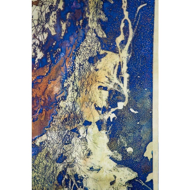 Yellow 1960s Mid Century Modern Art Print Artist Proof Abstract Splatter Yellow Orange Blue For Sale - Image 8 of 12