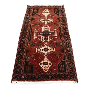Vintage Zanjan Rug 3'4'' X 6'4'' Red Wool Hand-Knotted Oriental Carpet