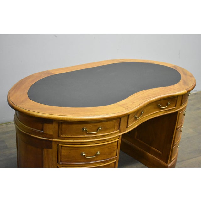 Brown Legacy Mahogany Wood Leather Top Kidney Desk - Light Brown Walnut For Sale - Image 8 of 10