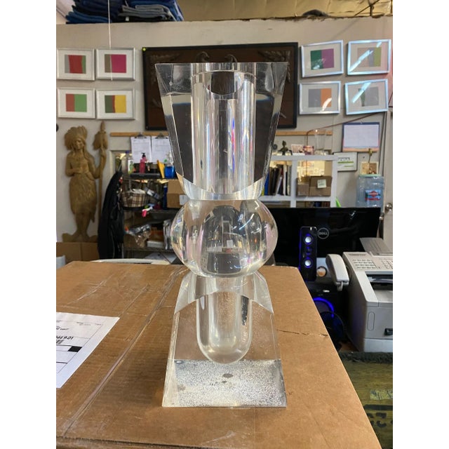 1950s Large Hand Sculpted Mid Century Lucite Vase For Sale - Image 5 of 12