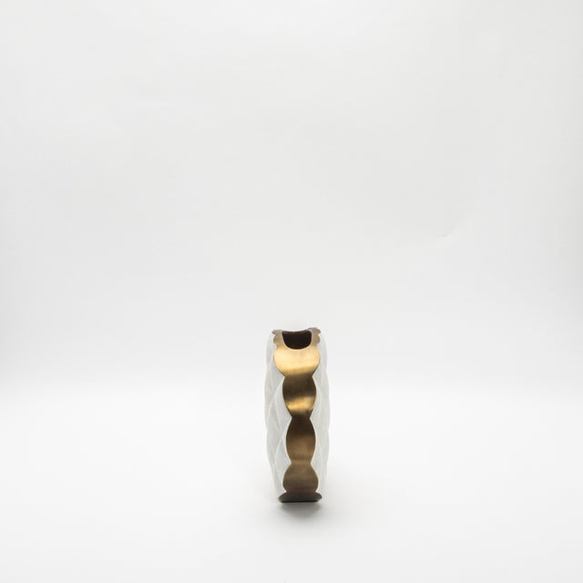 2020s Modern Quilted Vase in Shagreen With Brass Details by Kifu Paris For Sale - Image 5 of 7