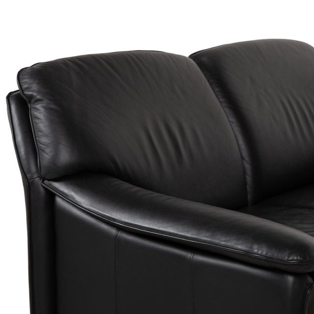 Animal Skin Atlanta 2-Seater Sofa and Armchair in Black Leather from Lauuser, Set of 2 For Sale - Image 7 of 18