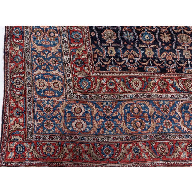Textile Fine Antique Persian Feraghan Botanic Hand Knotted Wool Rug For Sale - Image 7 of 9