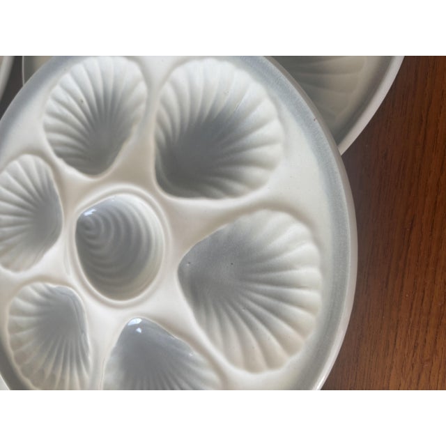 Beautiful white and gray oyster plate set by Moulin des Loups "Decorated and hand-painted in France" Ideal for...