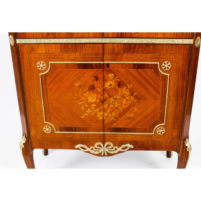 Brown Vintage Meuble Francais Ormolu Mounted Burr Walnut Cocktail Cabinet, 20th Century For Sale - Image 8 of 18