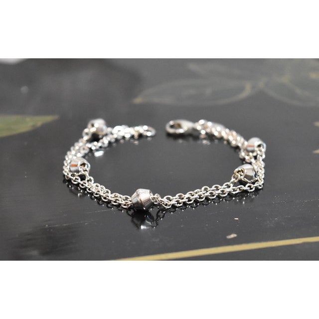 Tiffany & Co. Sterling Silver 'Barrel Bead' Station Double Strand Bracelet 7" Retired For Sale In Philadelphia - Image 6 of 14