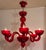 Original retail $6180, stylish Myran Allan Luxury Lighting Modern Red Murano Glass Chandelier, showroom floor sample