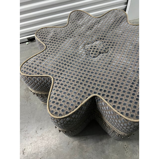 Dusty Blue /Grey Velvet Large Star Shaped Ottoman Chairish