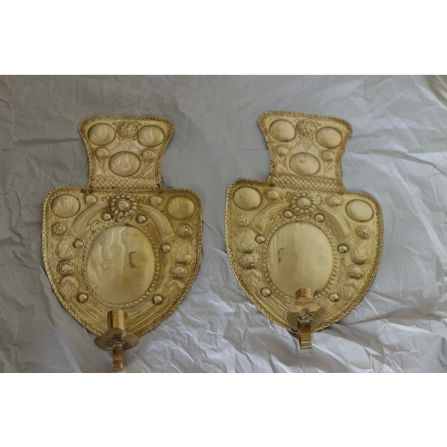 Large Mid-Century Baroque Swedish Brass Sconces, Set of 2 For Sale - Image 12 of 16