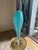 Murano Teal Pulegoso Winged Murano Lamps on Lucite For Sale - Image 4 of 6