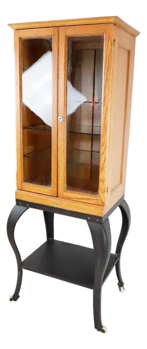 Rare Wood, Steel & Glass Medical, Dr's Cabinet. Circa 1900s