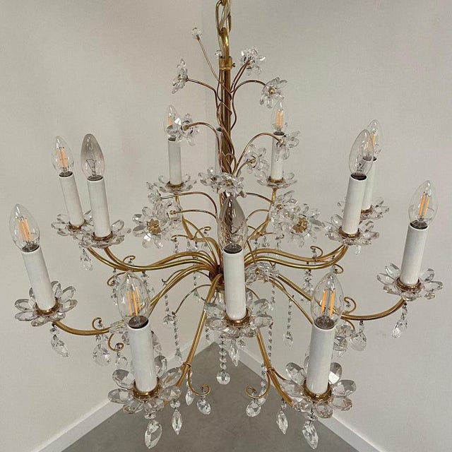 Crystal Brass Chandelier from Palme & Walter, 1970s For Sale - Image 4 of 15