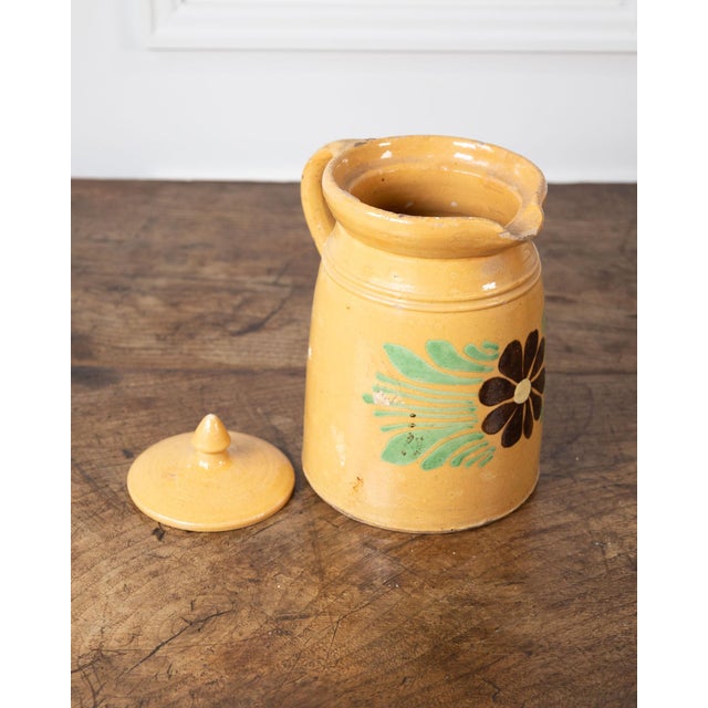 19th Century French Terracotta Pottery Lidded Pitchers With Floral Décor For Sale - Image 15 of 15