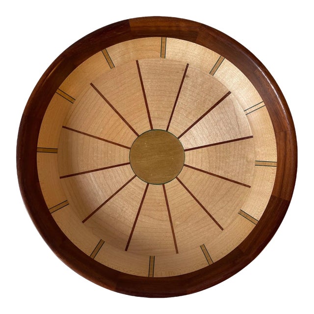 Artisan Multiple Wood Mosaic Bowl Signed For Sale