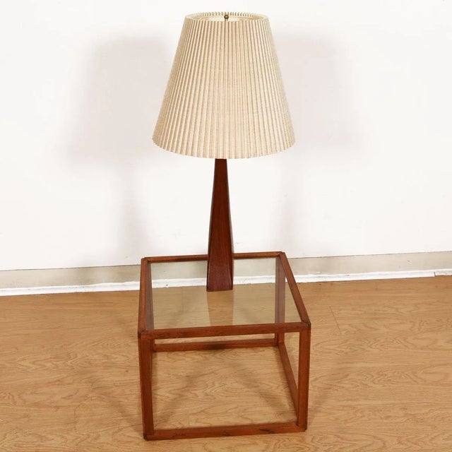 Johannes Aasbjerg Teak Lamps by Johannes Aasbjerg, Denmark - a Pair For Sale - Image 4 of 6