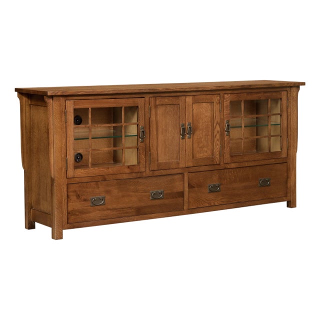 Mission Quarter Sawn Oak 72" Tv Stand - Walnut (Aw) For Sale