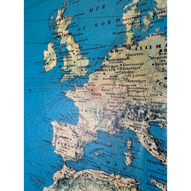 Vintage Air France Airway Map, 1970s For Sale - Image 5 of 10
