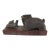 Chinese Carved Brown Stone Dragon Turtle Facing Mother & Baby Figurine on Base For Sale