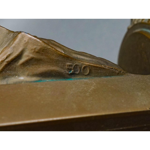 Bronze Loie Fuller Dancing Girl Flapper Spelt Bronze Pair of Bookends For Sale - Image 8 of 9
