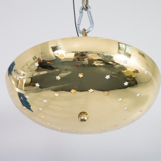 Modern Perforated "star" motif flush mount ceiling fixture For Sale - Image 3 of 6