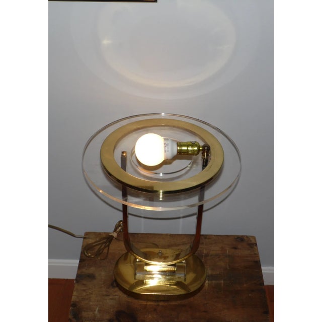 Vintage Mid Century Modern Space Age Clover Lamp Co. Brass and Lucite