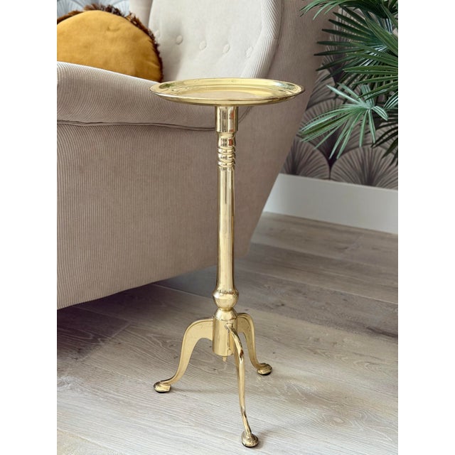 Vintage Mid-Century Modern Art Deco-Style Hollywood Regency Brass Metal Cocktail Side Table Dimensons: 24 1/2" TALL 10...