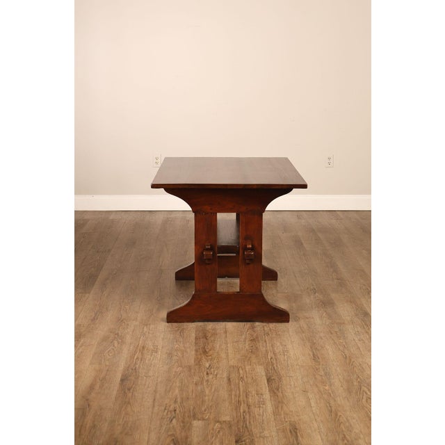 Gustav Stickley Mission Oak Trestle Library Table For Sale - Image 12 of 14