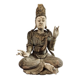 18th Century Monumental Chinese Polychromed Seated Guanyin Statute For Sale